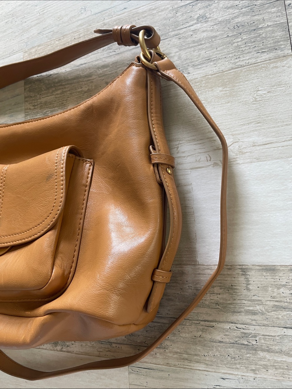 Zara Cognac Brown Faux Leather Shoulder Bag - Picture 3 of 16